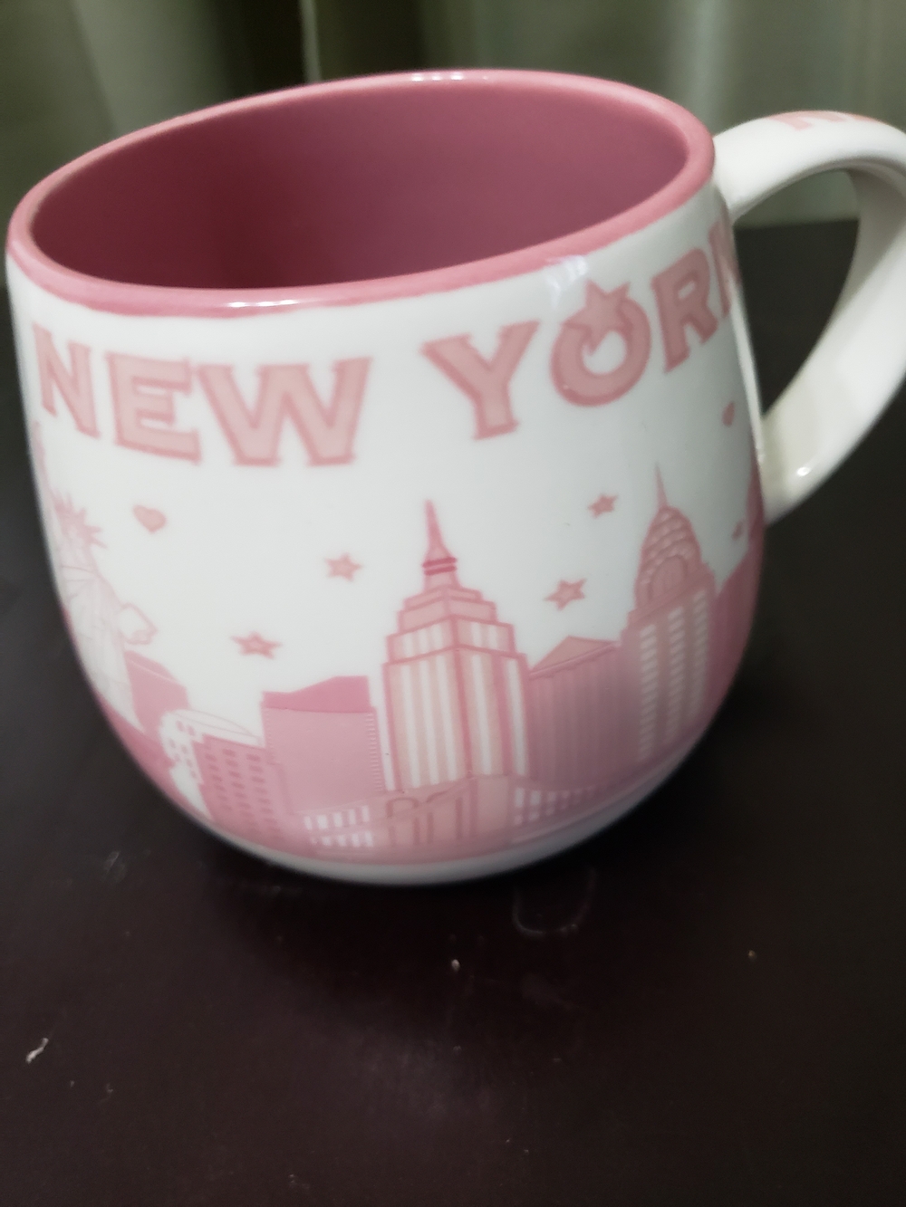 Pink New York Skyline Ceramic Coffee Mug - White & Pink
